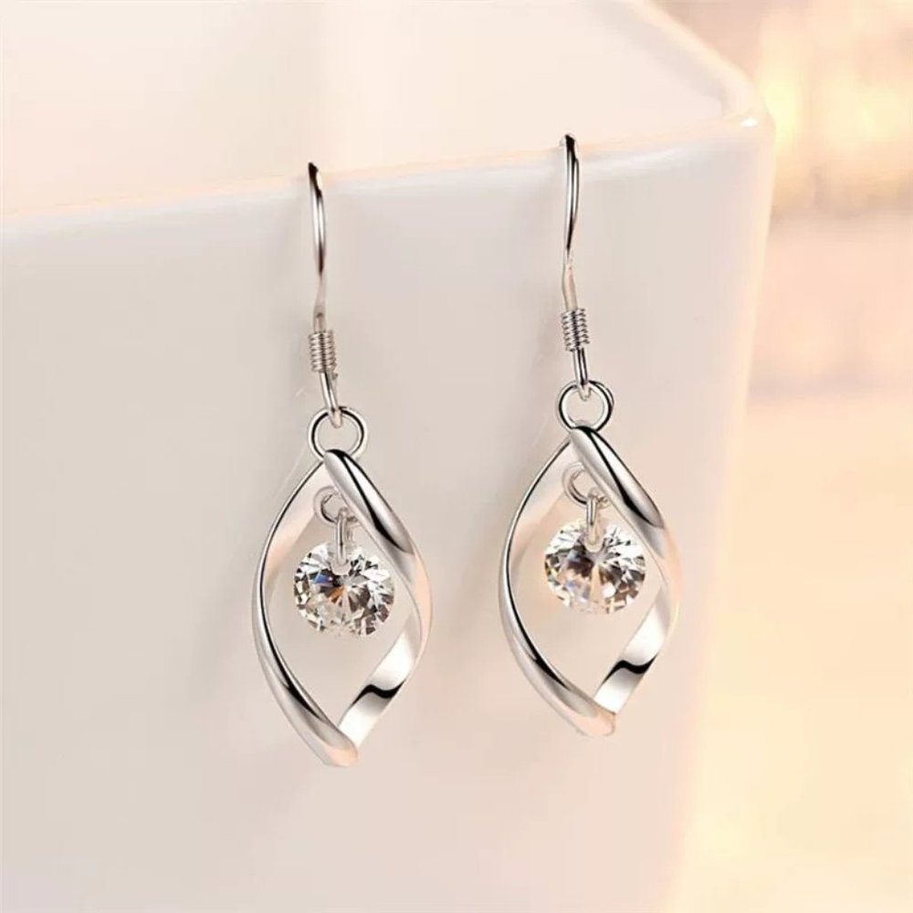 New Silver Diamond Waterdrop Earrings, Ships in 1-2 Business Days